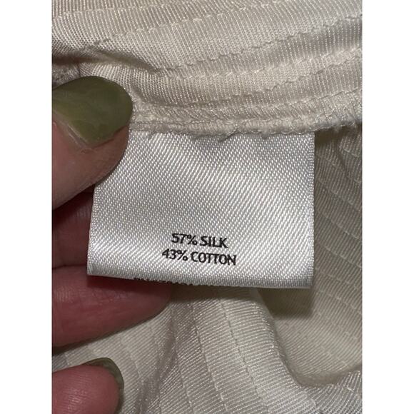 Eileen Fisher 1X Textured Silk Blend Button Up Shirt Plus Size Cream - Picture 7 of 13